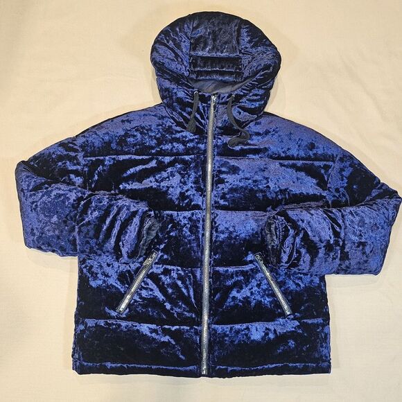 Vintage NWT 90s Arizona Purple Jewel Velour Soft Puffer Hood‎ Y2K Jacket X-Small - Picture 1 of 10